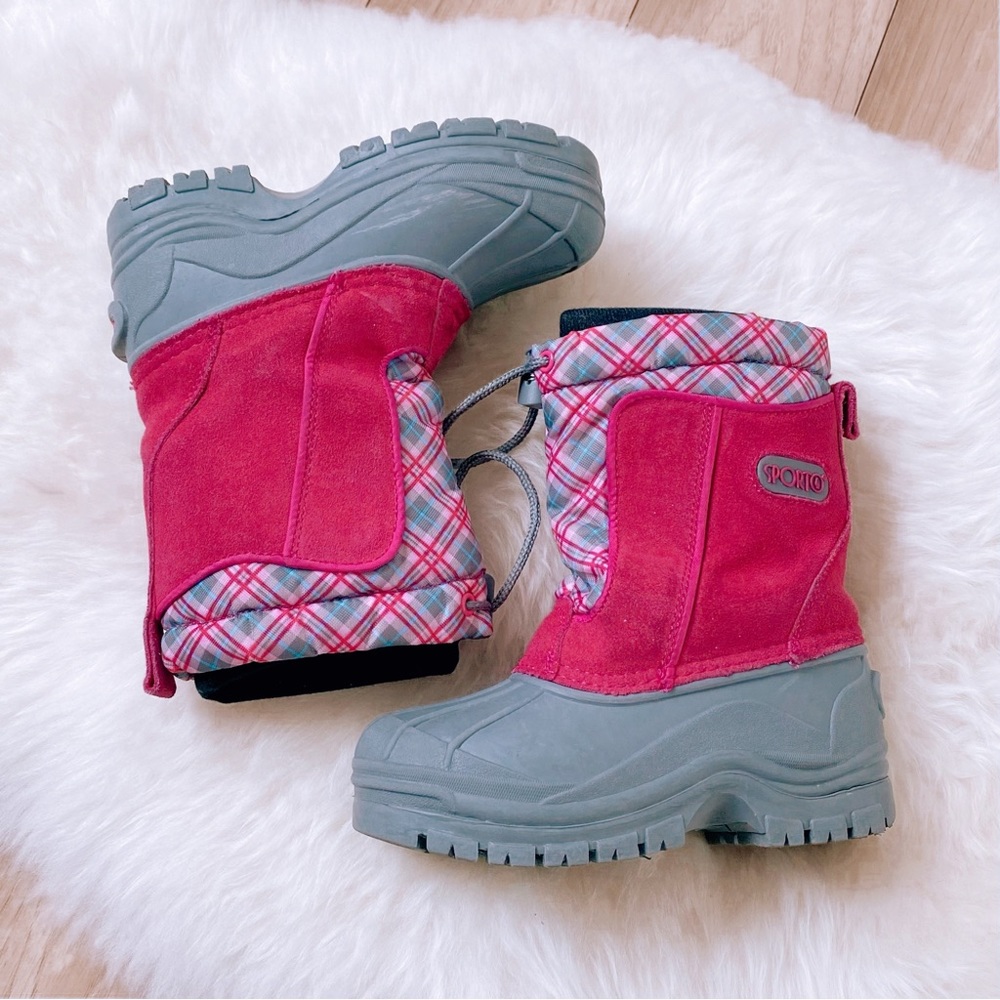 Sporto Kids Pink Plaid Rain & Snow Boots